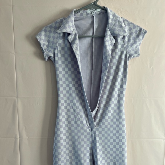 Frankie’s Bikinis romper in purple checkers - Picture 2 of 5